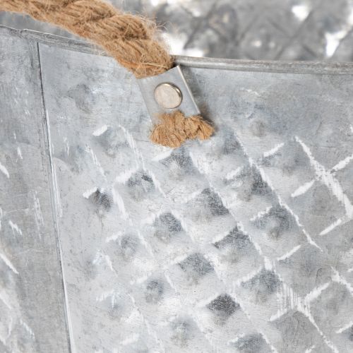 Bol rond en zinc avec anses en corde Ø28cm H16cm | Floristik24.fr