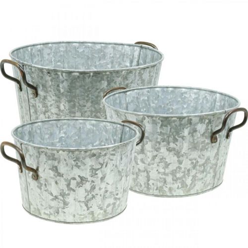 Floristik24 Jardinière décorative métal zinc Ø26,5/30,5/34,5cm lot de 3