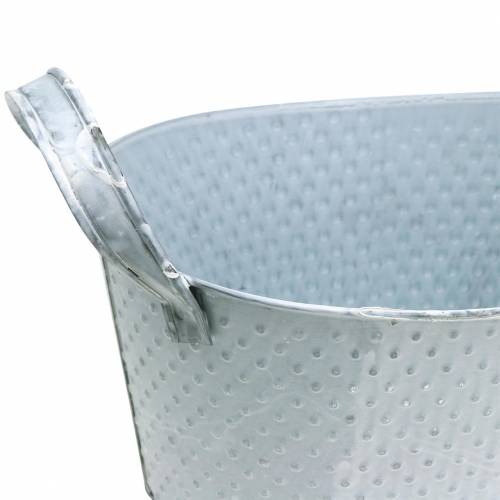 Bol en zinc ovale gris clair lavé 27x18cm H12cm | Floristik24.fr