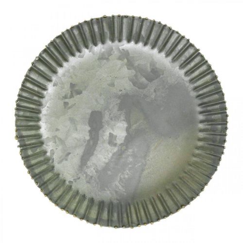 Floristik24 Assiette décorative plaque zinc plaque métal anthracite or Ø17cm