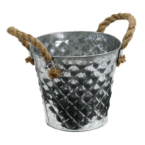 Floristik24 Pot zinc anses corde Ø14.5cm H13cm