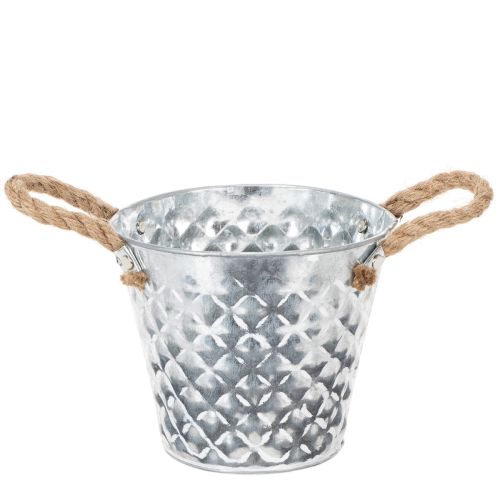 Petit seau en zinc avec poignées en corde Ø14,5cm H13cm acheter | Floristik24.fr