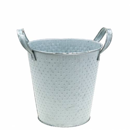 Floristik24 Pot en Zinc avec Anses Gris Tacheté Ø14cm H13cm