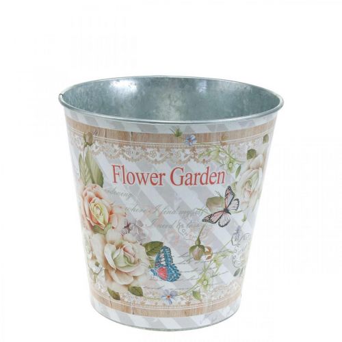 Floristik24 Pot de fleurs décoration d&#39;été jardinière roses en métal Ø11,5cm H10,5cm