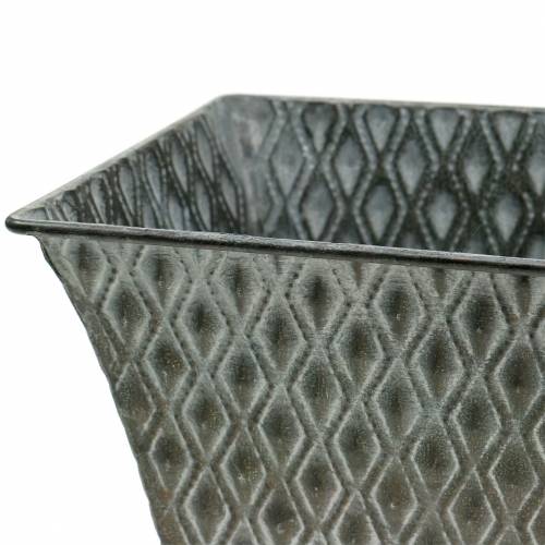Floristik24 Récipient en zinc avec motif diamant carré antique 35,5cm x 14,5cm / 32,5cm x 11,5cm 2pcs