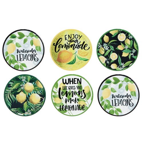 Article Sous-verres décoratifs en céramique citron ronds assortis Ø10,5cm 6pcs