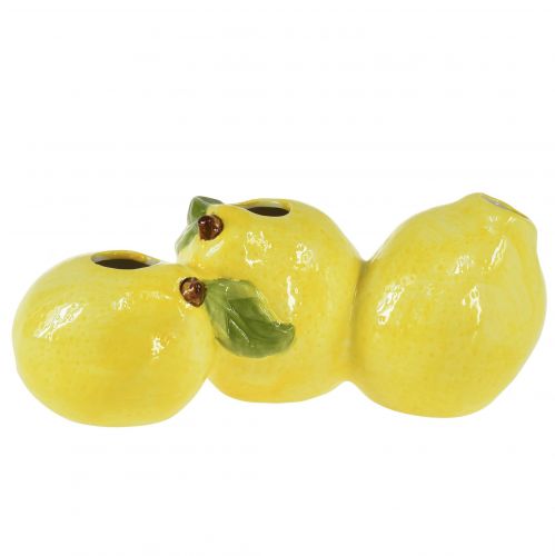 Article Vase décoratif citron céramique 3 ouvertures 21,5x11x8cm