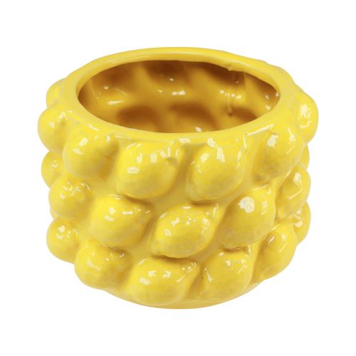 Pot de fleur jardinière céramique jaune citron Ø18cm H13cm