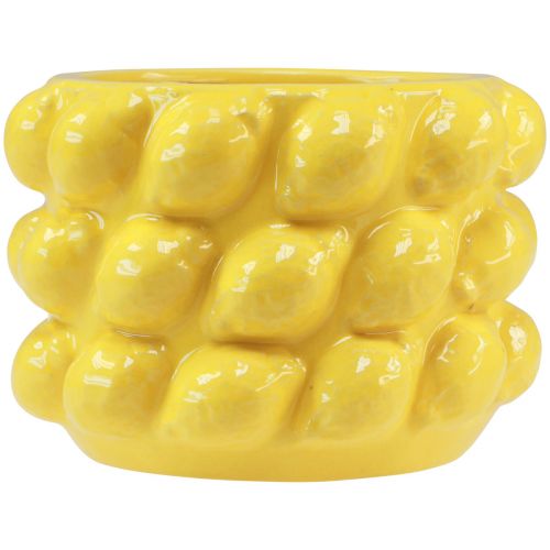 Floristik24 Pot de fleur jardinière céramique jaune citron Ø18cm H13cm
