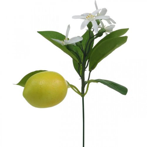 Floristik24 Branche déco citron et fleurs branche artificielle décoration d'été 26cm 4pcs