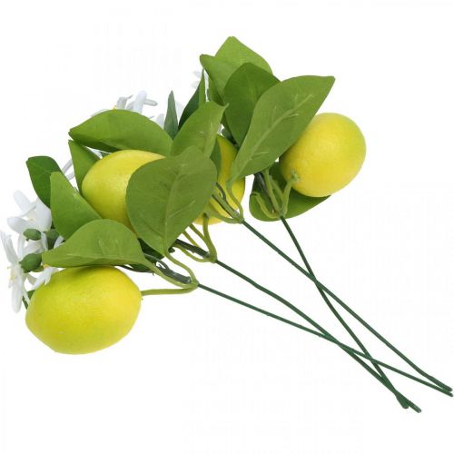 Floristik24 Branche déco citron et fleurs branche artificielle décoration d'été 26cm 4pcs