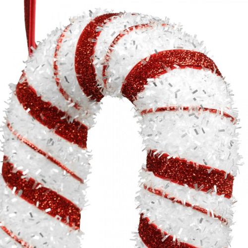 Article Canne Bonbon Déco Noël Rouge Blanc Rayé H34cm