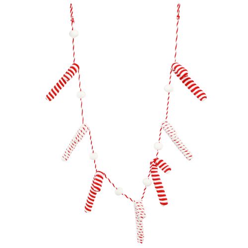 Article Guirlande décoration canne en bonbon Noël rouge blanc L120cm