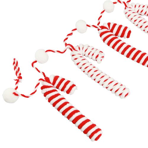 Article Guirlande décoration canne en bonbon Noël rouge blanc L120cm