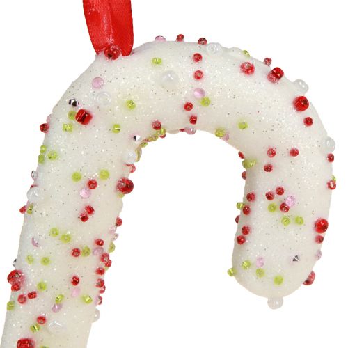 Article Décoration canne en bonbon à suspendre en blanc, colorée, H20cm, 6 pièces