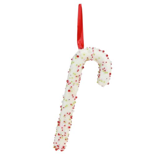 Article Décoration canne en bonbon à suspendre en blanc, colorée, H20cm, 6 pièces