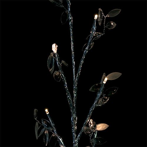 Floristik24 Branche argentée à feuilles LED 75cm lot de 2