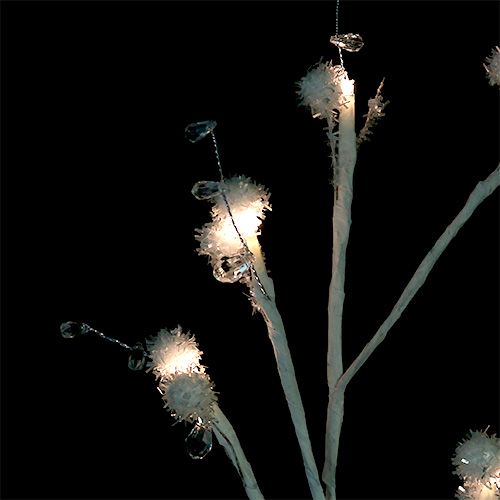 Floristik24 Branche blanche avec boule de neige LED 75cm lot de 2