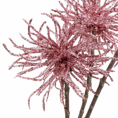 Article Branche de clématite artificielle rose avec paillettes 46cm