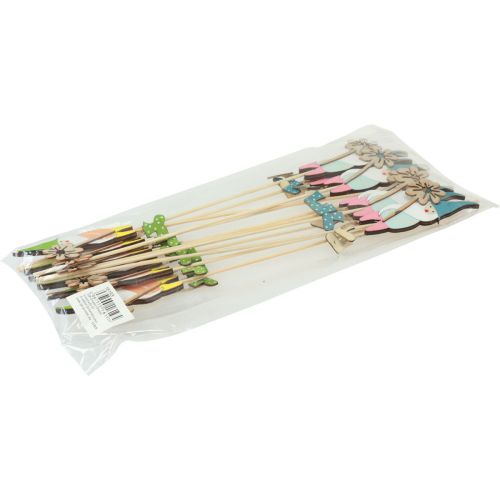 Article Décoration naine avec fleur bouchon de fleur bois 4×10,5cm 12pcs
