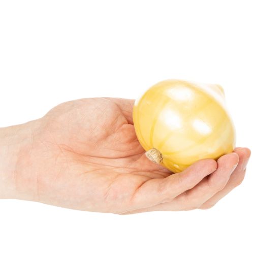 Oignon décoratif 8 cm en plastique jaune pour décoration intérieure | Floristik24.fr