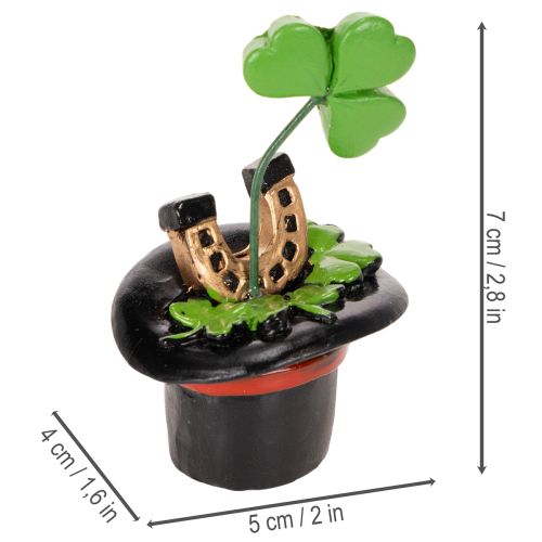 Trèfle et scarabée porte-bonheur en haut-de-forme, 7 cm, lot de 3 | Floristik24.fr