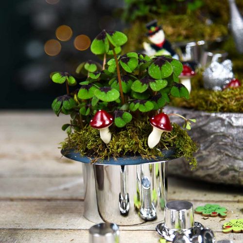 Floristik24 Cylindre à planter, nouvel an, chapeau décoratif, décoration du nouvel an argent H6.5cm L12cm 9pcs