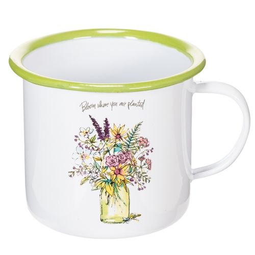 Tasse décorative en métal émaillé avec motif floral Ø11,5 cm H10 cm | Floristik24.fr