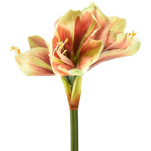 Fleur d&#39;amaryllis artificielle rose et jaune - 66 cm - idée cadeau idéale et décoration élégante pour intérieur