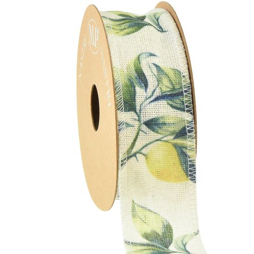 Floristik24 Ruban citrons et feuilles ruban décoratif coton 40mm 10m