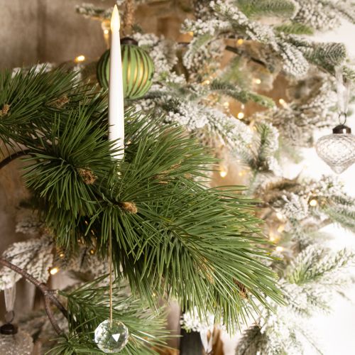 Article Bougies LED en forme d'arbre, bougies coniques avec cristal, lumière jaune, 31 cm, lot de 10