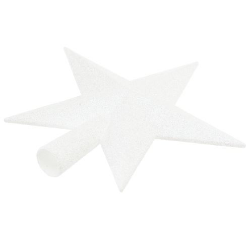 Article Cime de sapin blanche étincelante 19 cm - incassable et scintillante, parfaite pour des décorations de Noël élégantes
