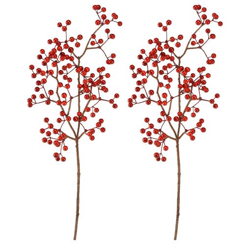 Article Branche de baies décoration de branche de baies rouges artificielles L50cm 2 pièces