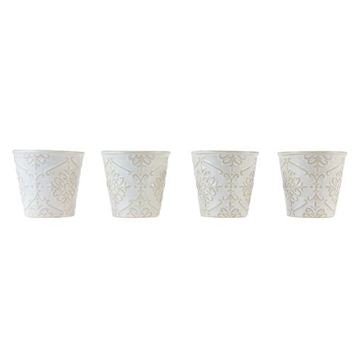 Article Jardinière cache-pot en céramique blanc Ø7cm H8cm 4pcs