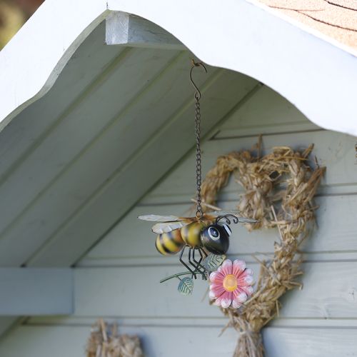 Floristik24 Décoration de jardin en métal en forme d&#39;abeille à suspendre peinte 21×21cm