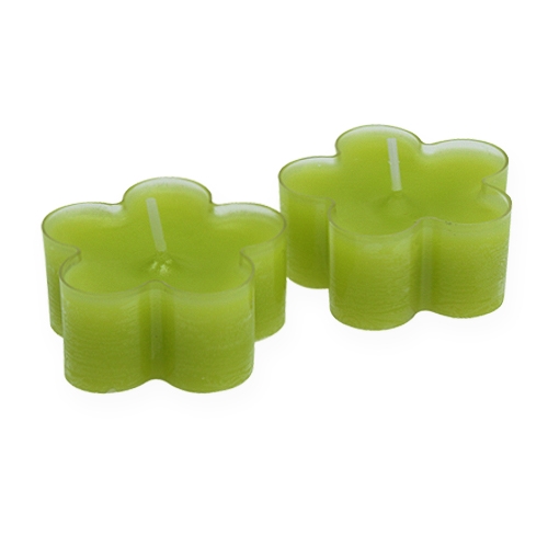 Floristik24 Bougies chauffe-plats vertes en forme de fleurs Ø 5 cm 12 p.