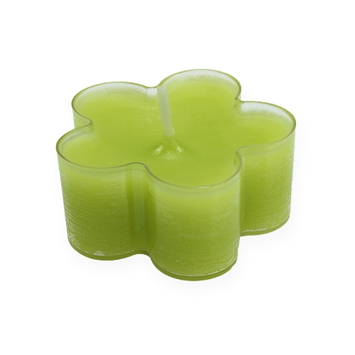 Floristik24 Bougies chauffe-plats vertes en forme de fleurs Ø 5 cm 12 p.