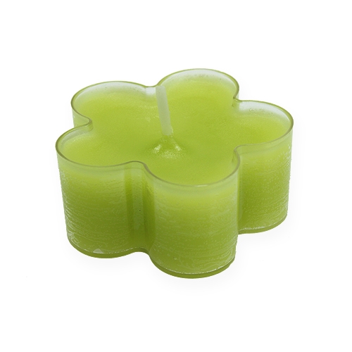 Article Bougies chauffe-plats vertes en forme de fleurs Ø 5 cm 12 p.