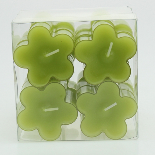 Floristik24 Bougies chauffe-plats vertes en forme de fleurs Ø 5 cm 12 p.