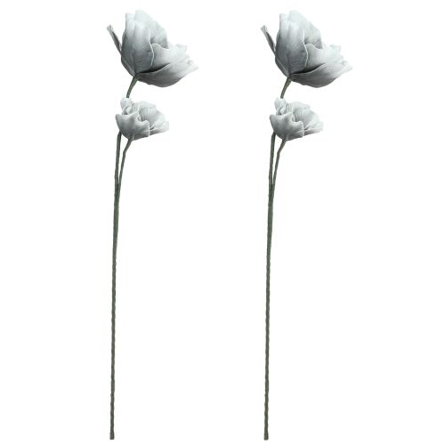 Article Fleurs en mousse Grandes fleurs artificielles en mousse Gris 85 cm 2 pièces