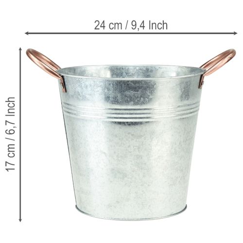 Article Pot de fleurs en métal avec poignées, seau décoratif, Ø16cm H15cm