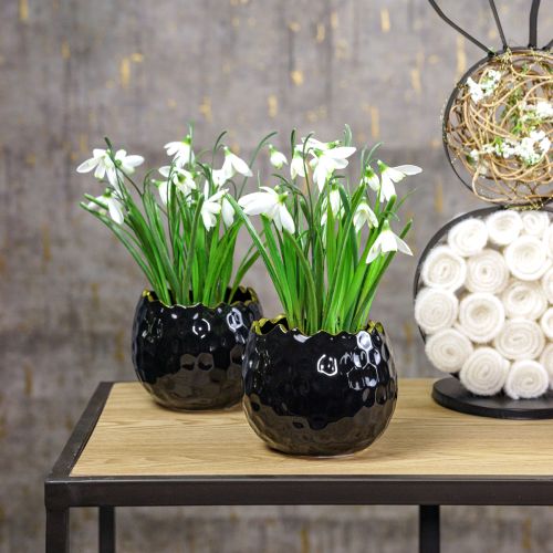 Article Pot de fleur pot aubergine en céramique noir Ø10cm H8cm 2 pcs