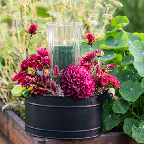 Article Pot de fleurs en métal avec anse ovale noir naturel 34x19,5x15cm
