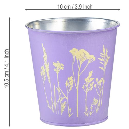 Article Pot de fleurs en métal, jardinière, fleurs violettes, Ø10cm H10.5cm