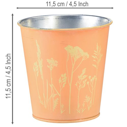 Article Pot de fleurs en métal, jardinière, jaune pêche, Ø 11,5 cm H 11,5 cm
