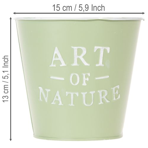 Pot de fleurs en zinc, vert menthe, Ø15cm, H13,5cm | Floristik24.fr