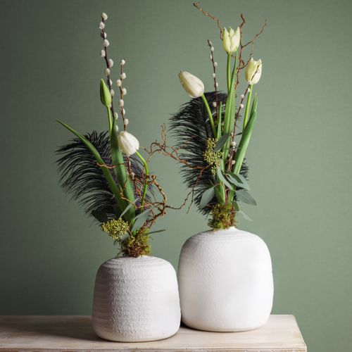 Article Vase à fleurs, vase en céramique, vase décoratif blanc Ø22cm H22,5cm