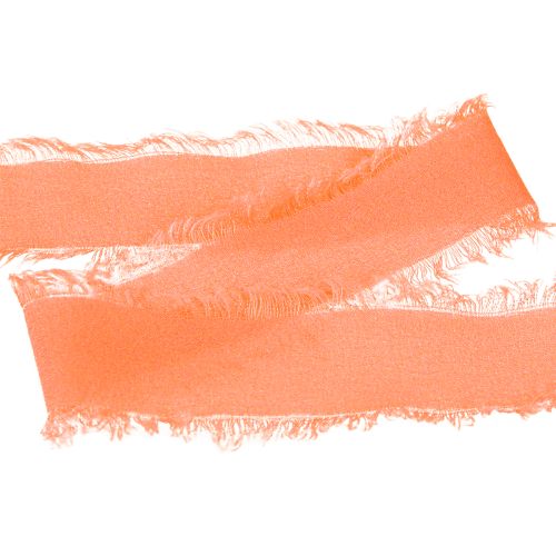 Article Ruban en mousseline de soie orange pastel à franges 40 mm 15 m