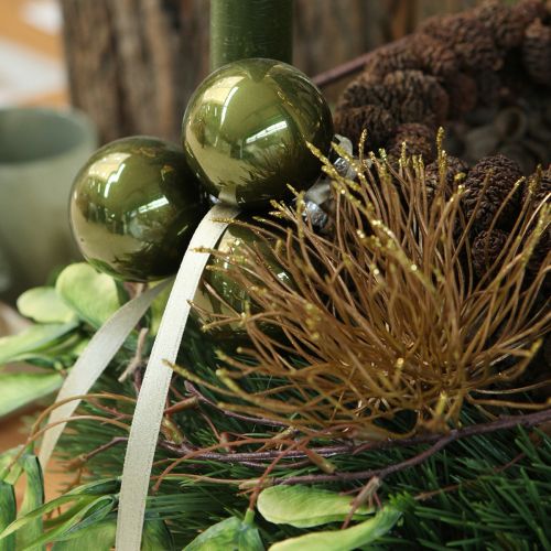 Article Boules de Noël en verre brillant olive et gris argenté 5 cm 24 pièces