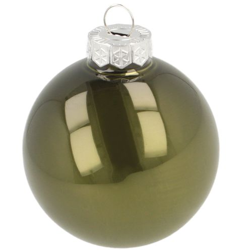 Article Boules de Noël en verre brillant olive et gris argenté 5 cm 24 pièces